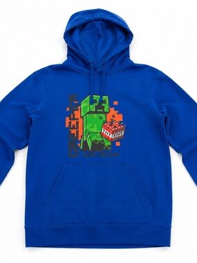 Minecraft Creeper Blue Hoodie Men’s Small TNT Graphic